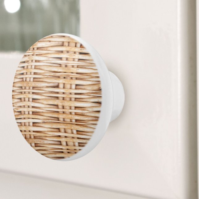 Rustikale Boho Beach Tropeninsel Woven Wicker Keramikknauf (Rustic Boho Beach Tropical Island Woven Wicker Ceramic Knob)