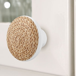 Rustikale Boho Beach Tropeninsel Woven Wicker Keramikknauf