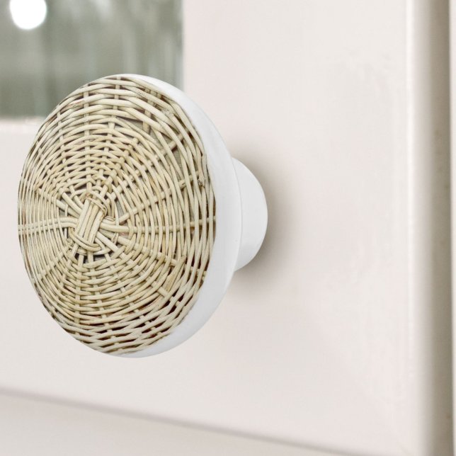 Rustikale Boho Beach Tropeninsel Woven Wicker Keramikknauf (Rustic Boho Beach Tropical Island Woven Wicker Ceramic Knob)