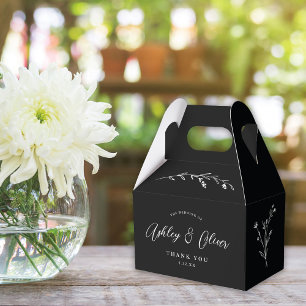 Rustikale Boho Black & White Wildblume Hochzeit Geschenkschachtel