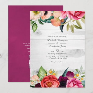 Rustikale Boho-Blumen-Boheme-QR-Code-RSVP-Hochzeit Einladung