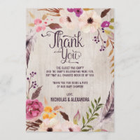Rustikale Boho-Blumen-Dankeskarten für Baby-Shower