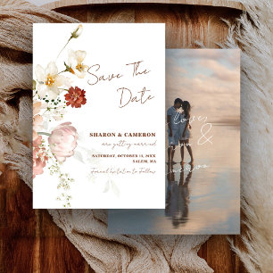 Rustikale Boho-Blumen-Garten-Hochzeit Save The Date