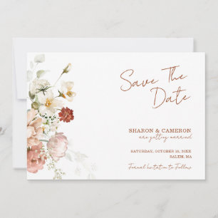 Rustikale Boho-Blumen-Gartenhochzeit Save The Date