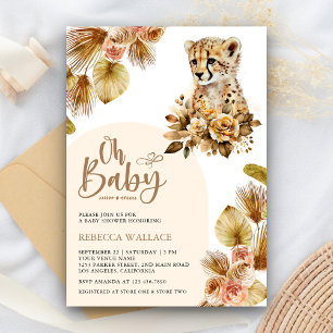 Rustikale Boho-Blumen-Gepard-Baby-Party Einladung