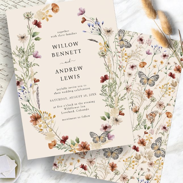 Rustikale Boho-Blumen-Hochzeit Einladung (Rustic Boho Flowers Wedding Invitation
)