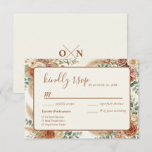 Rustikale Boho-Blumen-Pampas-Hochzeits-RSVP-Karte
