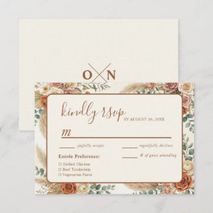 Rustikale Boho-Blumen-Pampas-Hochzeits-RSVP-Karte RSVP Karte