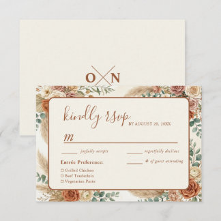 Rustikale Boho-Blumen-Pampas-Hochzeits-RSVP-Karte RSVP Karte