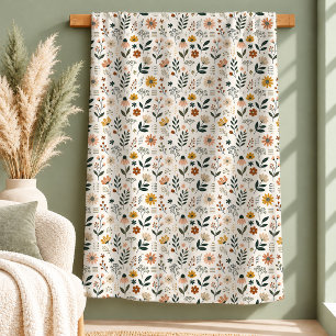 Rustikale Boho-Blumen-Regenbogen-Decke Sage Dusty Fleecedecke