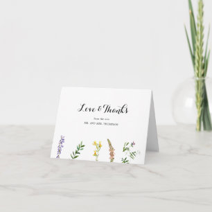 Rustikale Boho-Blumen-Wildblumen-Hochzeit elegant Dankeskarte