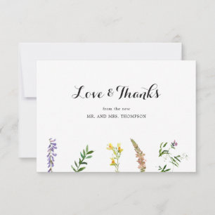 Rustikale Boho-Blumen-Wildblumen-Hochzeit elegant Dankeskarte