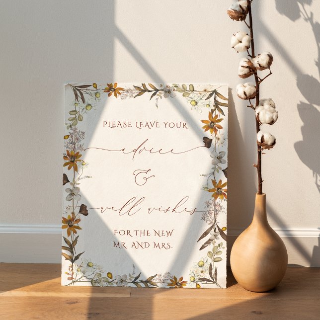 Rustikale Boho Blumenberatung und Wünsche Hochzeit Poster (Von Creator hochgeladen)