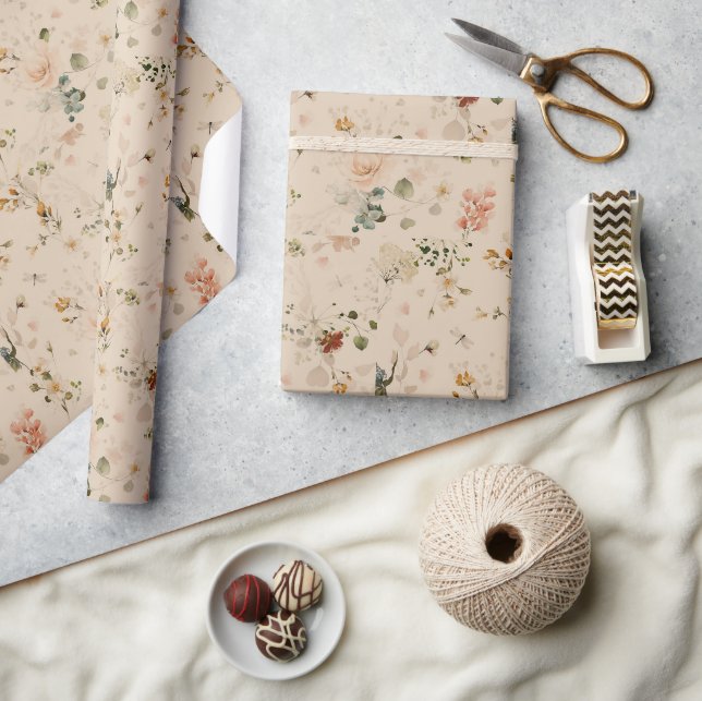 Rustikale Boho-Blumengarten-Hochzeit Geschenkpapier (Kunsthandwerk)