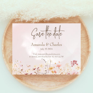 Rustikale Boho Blumenhochzeit speichert das Datum Postkarte
