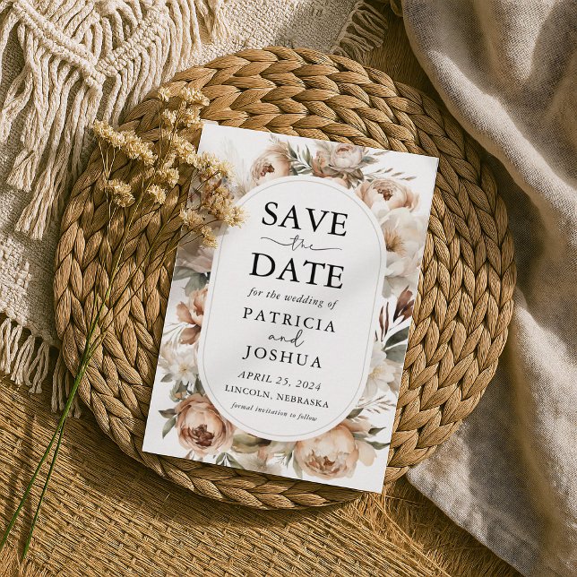 Rustikale Boho Blumenhochzeit speichert die Datums Save The Date (Von Creator hochgeladen)