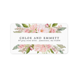 Rustikale Boho Blush Pink Rose Blumenadresse Adressaufkleber