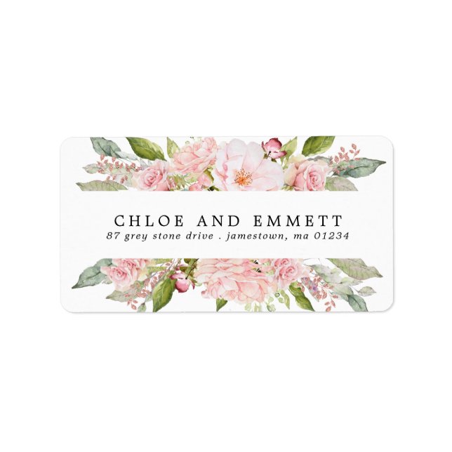 Rustikale Boho Blush Pink Rose Blumenadresse Adressaufkleber (Vorne)