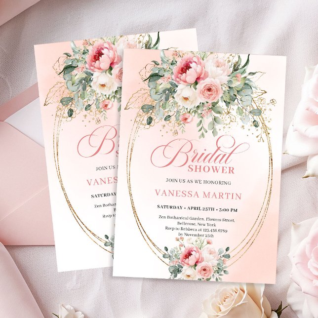 Rustikale Boho-Blush-Rosen-Brautparty-Einladung Einladung (Rustic Boho Blush Rose Bridal Shower Invitation)