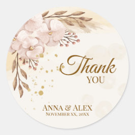 Rustikale Boho-Blütenorchidee & Wasserfarbe Gold Runder Aufkleber