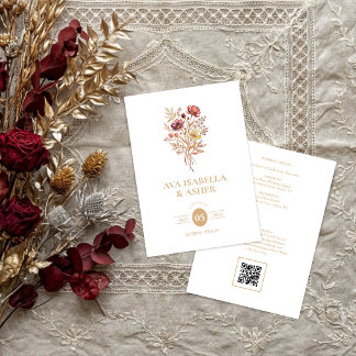 Rustikale Boho-Botanik-Posy-Gold-Hochzeit TLW26 Einladung