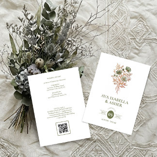 Rustikale Boho-Botanik-Posy-Sage-Hochzeit TLW26 Einladung