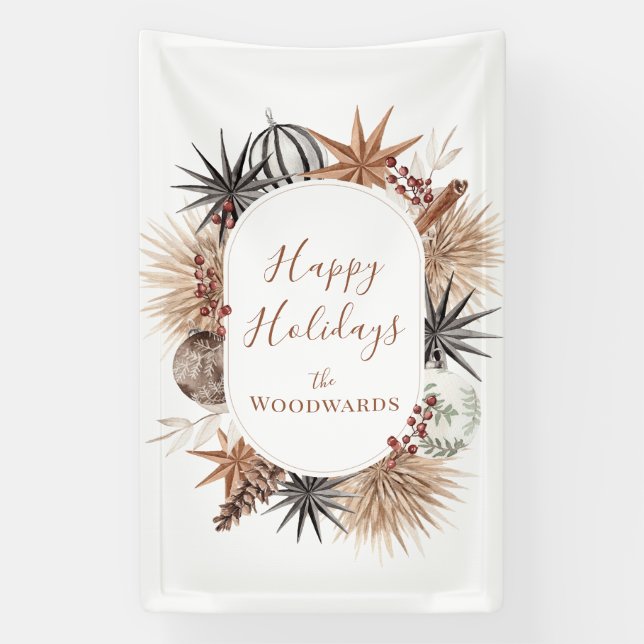 Rustikale Boho-Botanik Weihnachten  Banner (Vertikal)