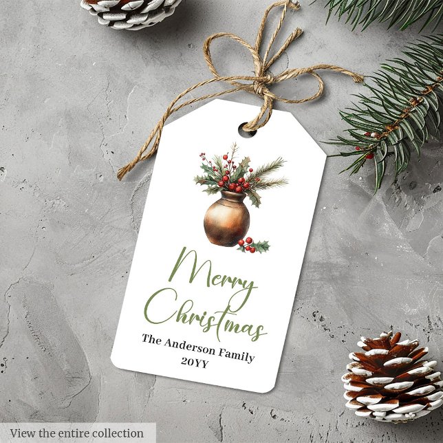 Rustikale Boho-Botanik-Weihnachtsgeschenkkarte für Geschenkanhänger (Rustic Boho Botanical Christmas Gift Tag for Kids

)