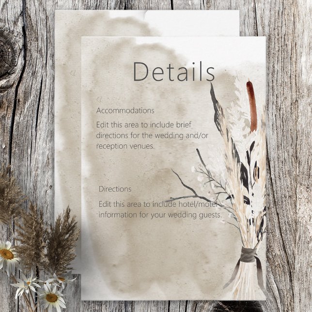 Rustikale Boho Bouquet Modern Details Card RSVP Karte (Von Creator hochgeladen)