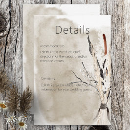 Rustikale Boho Bouquet Moderne Hochzeitsdetails Begleitkarte