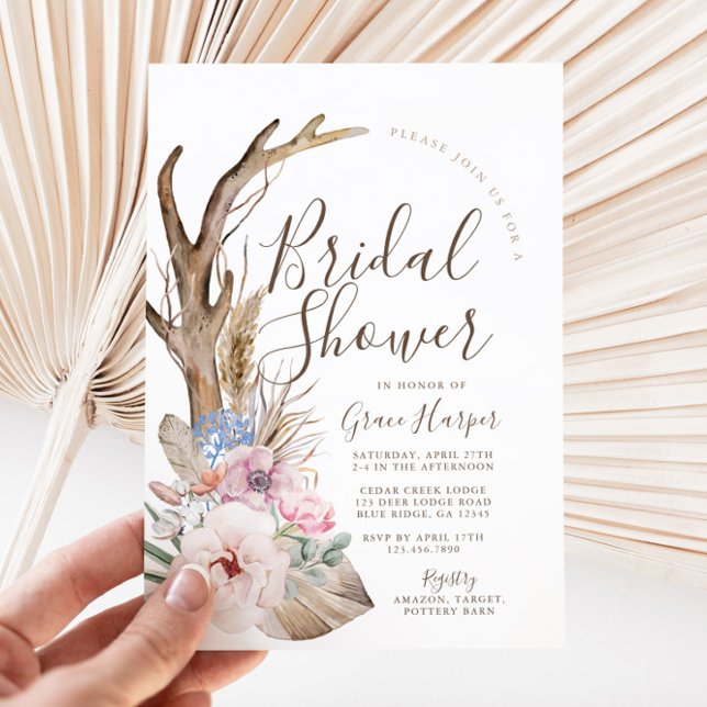 Rustikale Boho Bridal Dusche Einladung (Boho Bridal Shower Invitation)