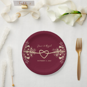 Rustikale Boho-Burgund-Hochzeit Pappteller