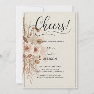 Rustikale Boho Cheers Neutrale Florale Einladung