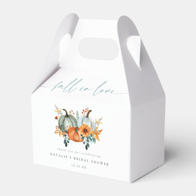 Rustikale Boho-Chic-Kürbis-Hochzeitsbrause im Herb Geschenkschachtel (Vorderseite)
