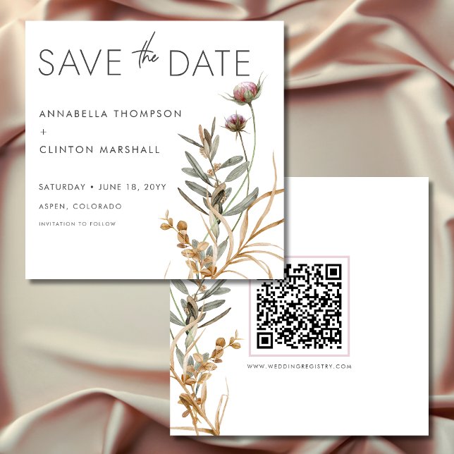 Rustikale Boho Delicate Fall Wildblume Hochzeit Save The Date (Rustic Boho Delicate Fall Wildflower Wedding Photo Save The Date)