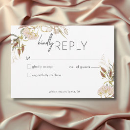 Rustikale Boho Delicate Fall Wildblumen Hochzeit RSVP Karte