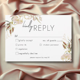 Rustikale Boho Delicate Fall Wildblumen Hochzeit RSVP Karte