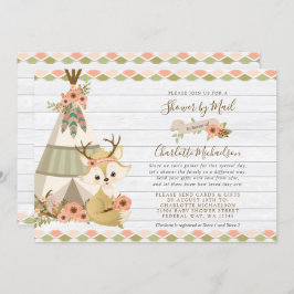 Rustikale Boho-Dusche aus Holz per Post Einladung