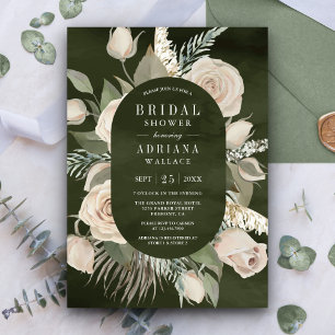 Rustikale Boho Elfenbein Rosen Dunkle Salbei Braut Einladung