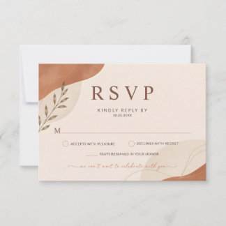 Rustikale Boho-Erde-Terrakotta-Hochzeits-RSVP RSVP Karte