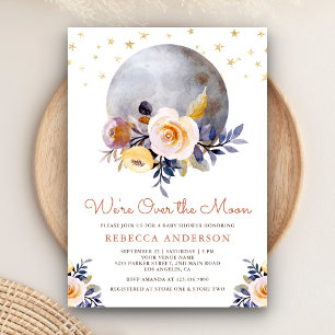 Rustikale Boho Erdig Florale Mond Baby Shower Einladung