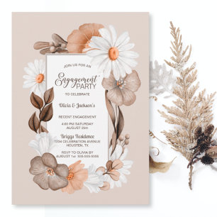 Rustikale Boho Fall Floral Engagement Party Einladung