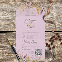 Rustikale Boho Fall-Wildblumen Lila QR-Code