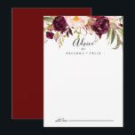 Rustikale Boho farbenfrohe blumenreiche Hochzeit Hinweiskarte<br><div class="desc">Diese rustikale, bunt blühende Hochzeitsratenkarte ist perfekt für eine moderne Hochzeit. Das Design besteht aus rosafarbenen, lila, roten und bordeauxfarbenen, in eleganten Bouquets mit grünem Blätterdach aufgehauenen Bäckereien, die die natürliche Schönheit inspiriert haben. Diese Karten sind ideal für Hochzeiten, Brautparty, Babydusche, Graduiertenfest u.v.m. Personalisieren Sie die Karten mit den Namen...</div>