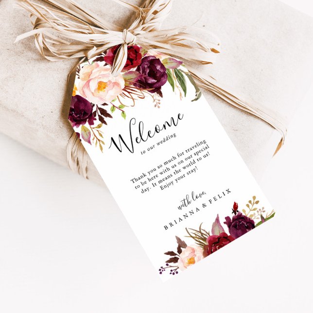 Rustikale Boho farbenfrohe blumenreiche Hochzeit W Geschenkanhänger (Von Creator hochgeladen)