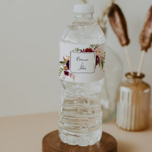 Rustikale Boho farbenfrohe blumenreiche Hochzeit Wasserflaschenetikett