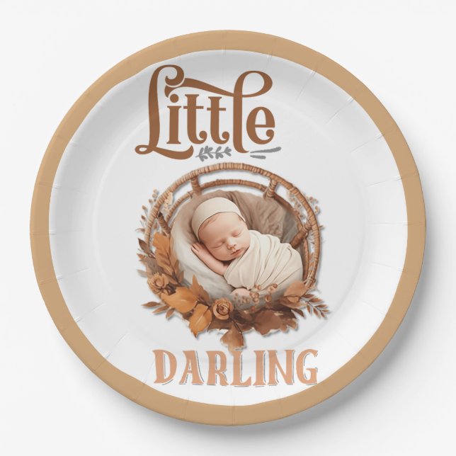 Rustikale Boho Floral Baby Dusche Pappteller (Vorderseite)