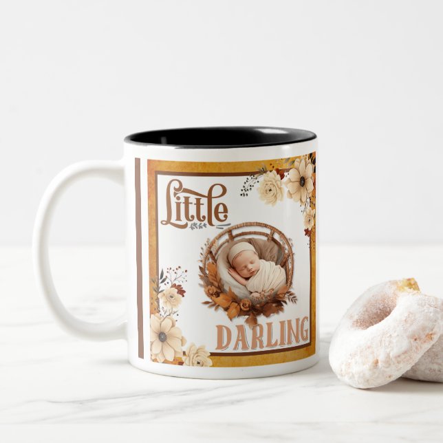 Rustikale Boho Floral Baby Dusche Zweifarbige Tasse (Mit Donut)