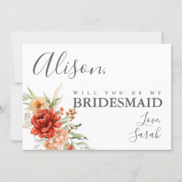 Rustikale Boho Floral Bridesmaid - Vorschlagskarte Einladung