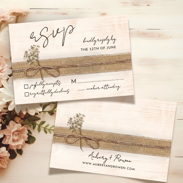 Rustikale Boho Floral Öko Wood Wildblume Hochzeit RSVP Karte (Von Creator hochgeladen)